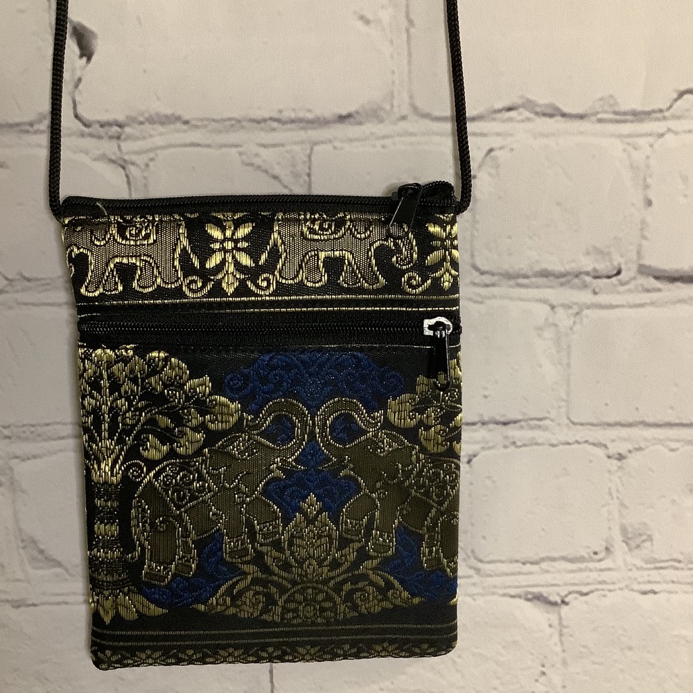 Bohemian Style , Elephant Print Handmade Mini Crossover Purse